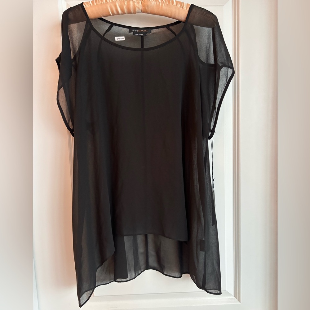 BCBGMaxAzria Black Sheer Blouse